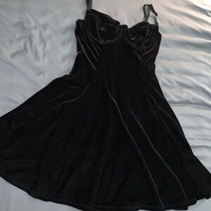 Black Velvet American Apparel Skater Dress